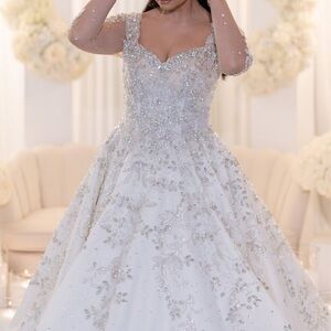 Embellished White Ball Gown Wedding Dress
